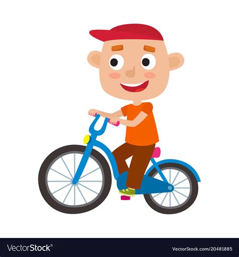 Cartoon boy riding a bike having fun Royalty Free Vector