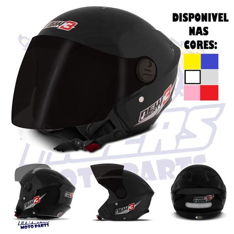 CAPACETE NEW LIBERTY TREE VISEIRA FUME Aberto Pro Tork Barato Preto