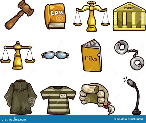 Cartoon Law Icons Stock Vector Illustration Of Lawyer 23556533