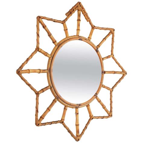 1950s French Riviera Bamboo And Rattan Sunburst Starburst Mirror At 1stdibs