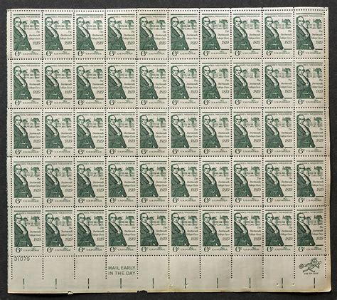 Daniel Webster 1819 The Dartmouth College Case Sheet Of 6 Cent Stamps