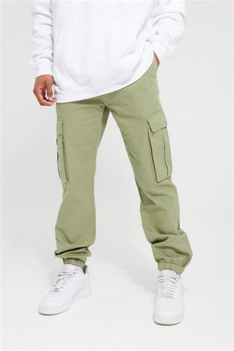 Mens Elastic Waist Slim Twill Cargo Jogger Boohoo Uk