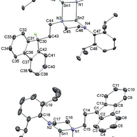 Thermal Ellipsoid Plots 50 Probability Of The Molecular Structures