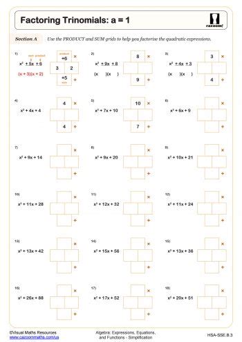 Factoring Trinomials Worksheet Pdf Printable Algebra Worksheet