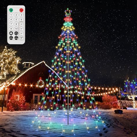 Lomotech Christmas Tree Lights 404 Led 10ft Dynamic Cascading Iron Pole Lights With 16 Stands