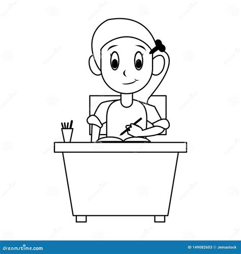 School Desk Clip Art Black And White