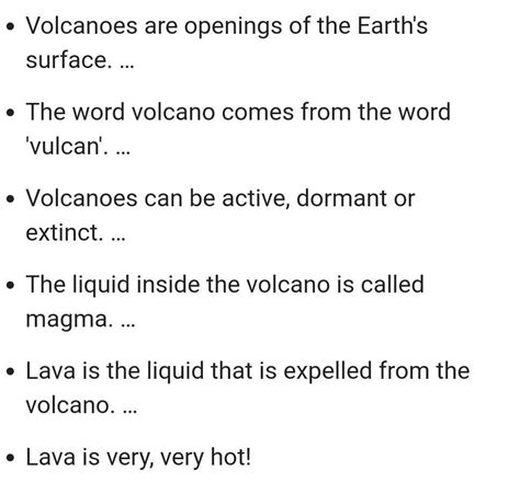 Give Five Description Of A Volcano Brainly Ph