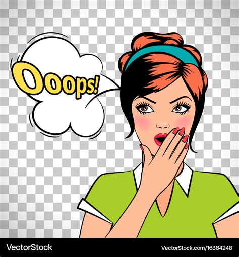 Oops Comic Pop Art Woman Royalty Free Vector Image