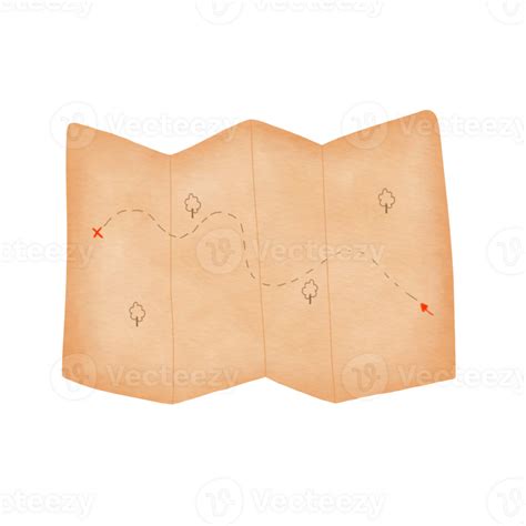 Treasure Map Watercolor Illustration 24257089 Png