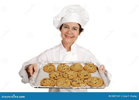 Chef And Chocolate Chip Cookies Stock Image Image Of Smile Chef 3357141