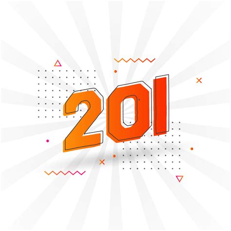 201 number vector font alphabet. Number 201 with decorative element ...