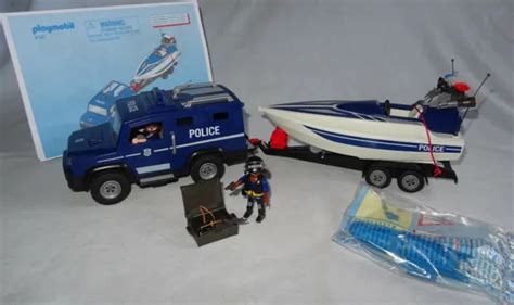 Playmobil City Action Police Truck With Speedboat And New Working