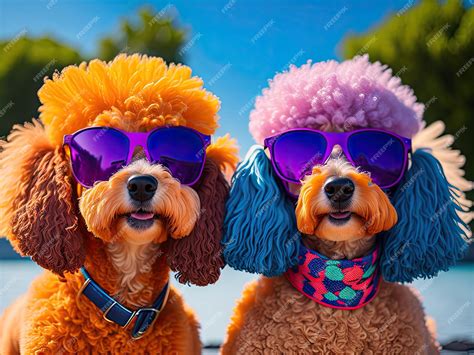 Premium Ai Image Image Of Portrait Poodles Wearing Colorful Ai Generative