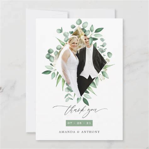 Watercolor Eucalyptus Woodland Greenery Wedding Thank You Card Zazzle