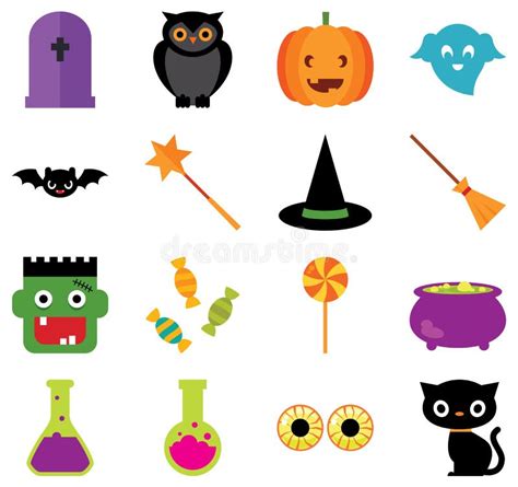 Set Of Icons Celebratory Halloween Symbols Stock Vector Illustration