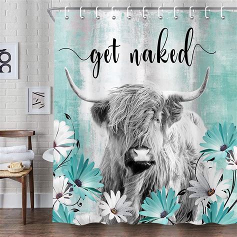 Amazon Bcsewcg Funny Highland Cow Grey Shower Curtain Set