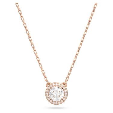 Una Angelic pendant Round cut Pavé White Rose gold tone plated