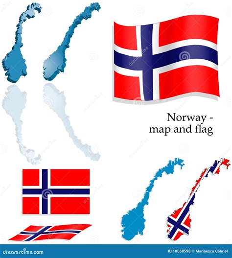 Norway Map And Flag Set Stock Vector Illustration Of Isolated 10068598