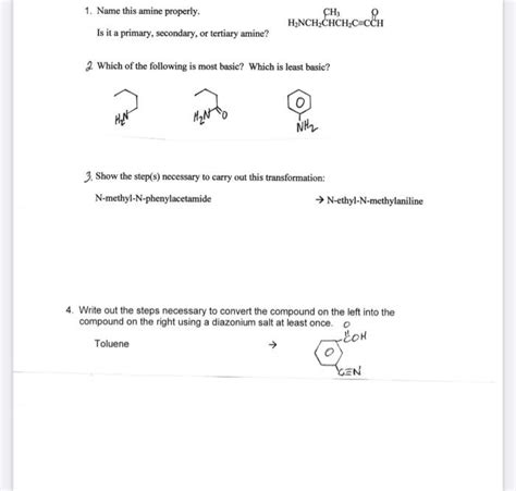 Solved 1. Name this amine properly. Is it a primary, | Chegg.com