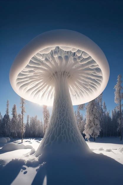 Premium Ai Image Mushroom Like Structure In The Snow With Trees In