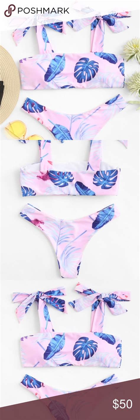 Pastel Pink Bikini With Floral Print Bows Pink Bikini Fashion Tips