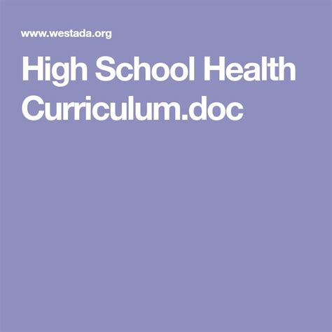 High School Health Curriculum.doc | High school health, School health ...