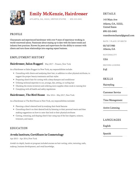 Full Guide Hairdresser Resume 12 Samples PDF 2019