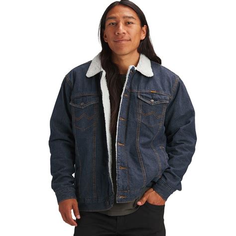 Wrangler Western Styled Sherpa Lined Denim Jacket Mens Clothing