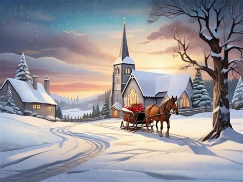 Premium Photo | A traditional Christmas background with a snowy countryside