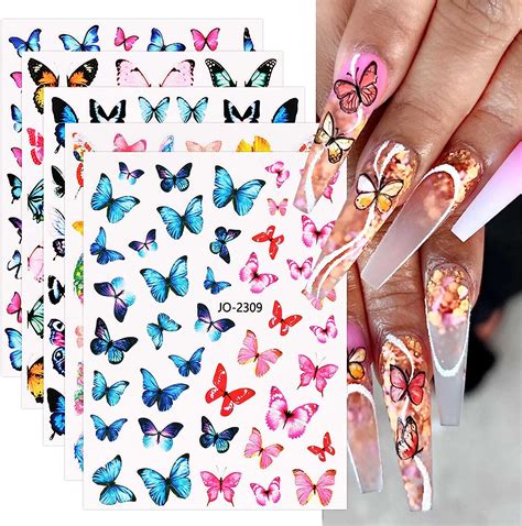 Jmeowio Papillon Stickers Ongles Nail Art Feuilles Autocollants