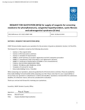 Fillable Online Procurement Notices Undp REQUEST FOR QUOTATION RFQ