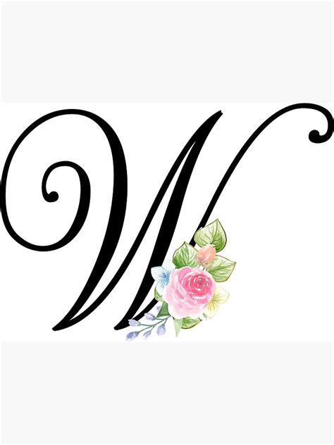 "Floral Monogram Fancy Script Letter W" Photographic Print for Sale by ...