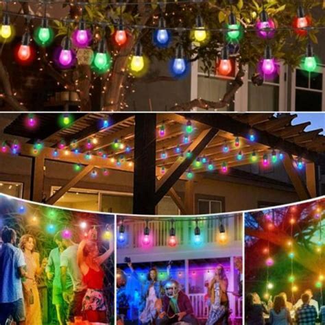 Colourful Solar Festoon Fairy Lights Heavy Duty Led Bulbs String Set