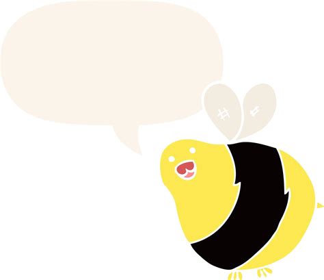 Cartoon Bee And Speech Bubble In Retro Style 10690848 Vector Art At