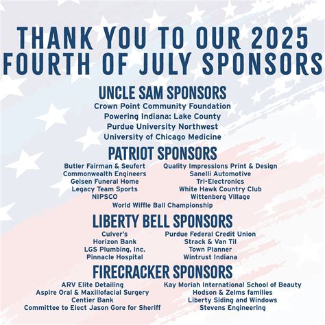 The City - Thank you to the sponsors who supported our annual Fourth of