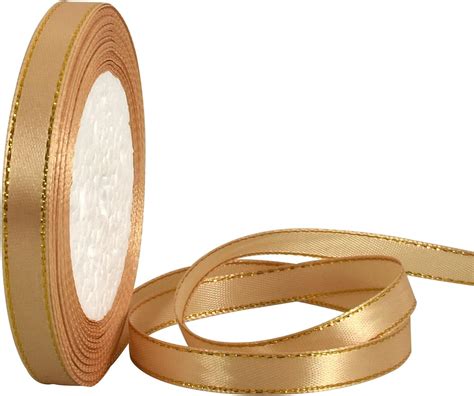 Toniful Inch X Yds Thin Gold And Gold Satin Ribbon With Gold