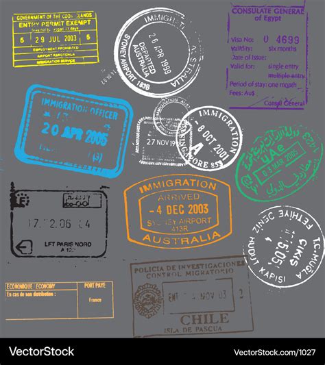 Passport stamps Royalty Free Vector Image - VectorStock