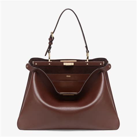 Peekaboo Soft Large Dark Brown Leather Bag Fendi