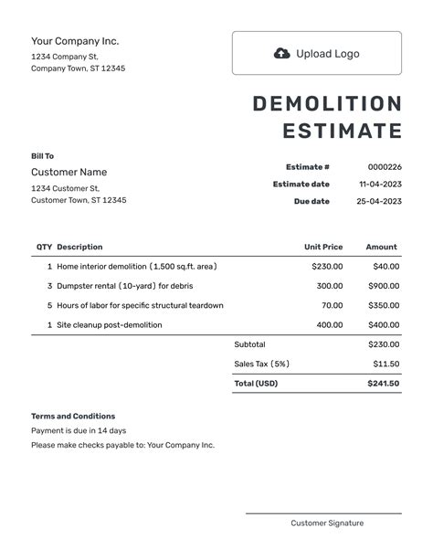 Free Demolition Estimate Template Docelf