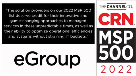 Egroup Awarded Crn S Msp List For Th Year Egroup Enabling