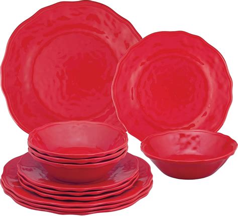 Upware 12 Piece Melamine Dinnerware Set Includes Dinner