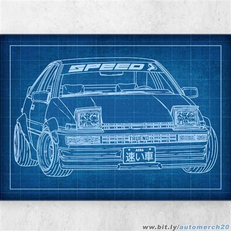 Toyota Trueno Blueprint Poster Picture Metal Print Paint By Navin