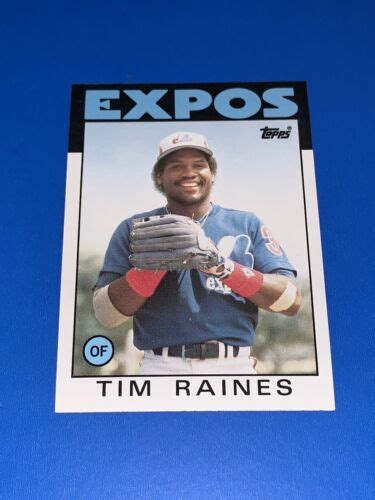 1986 Topps Tim Raines Baseball Card 280 Montreal Expos Set Break NM