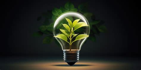 Premium Photo A Light Bulb With Green Leaves Inside Symbolizing The