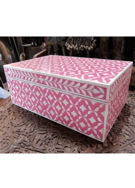 Lovely Pink Bone Inlay Box Unique Furniture Design Bone Inlay Furniture Inlay Furniture