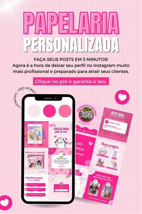 A Pink Advertisement With The Words Papeleria Personalizada On It S Screen