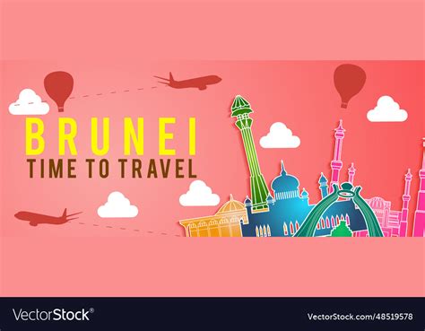Banner Of Brunei Famous Landmark Royalty Free Vector Image