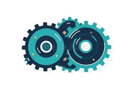 Connected Working Gears Icon Cog Wheels Flat Style Illustration