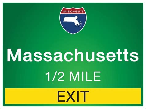 Highway Signs Before The Exit To Massachusetts State Information 3291267 Vector Art At Vecteezy