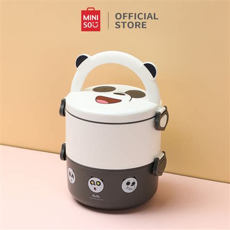 Promo MINISO Kotak Makan 2 Lapis Sendok We Bare Bears Bento Lunch Box